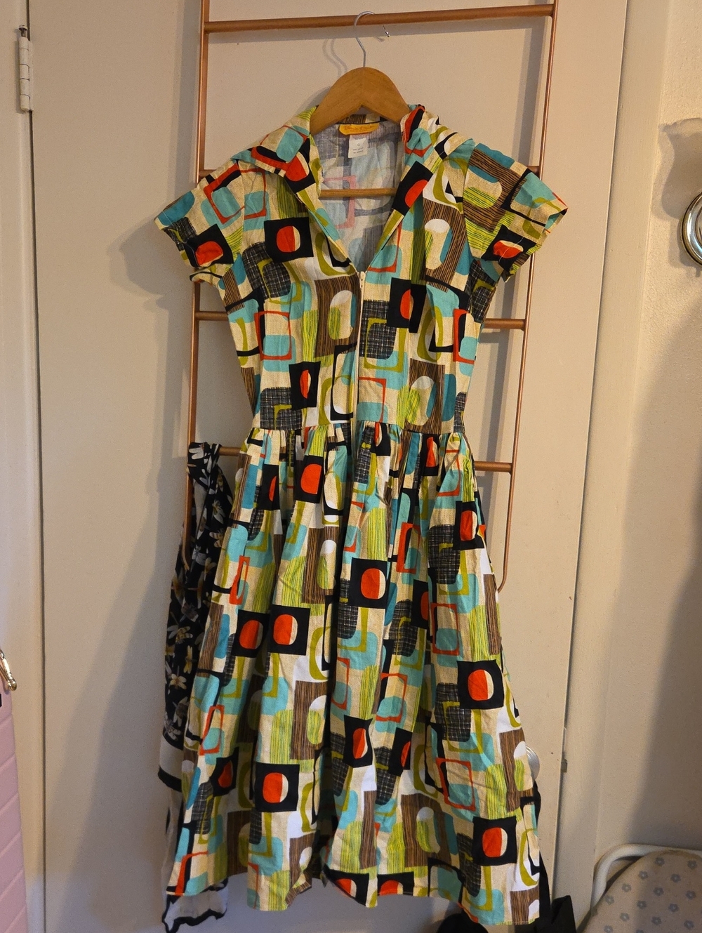 Bernie Dexter Mid Centry Modern Geometric Kelly Dress